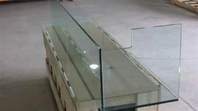 Glass display case in workshop