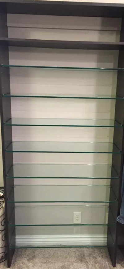 Closet glass shelves